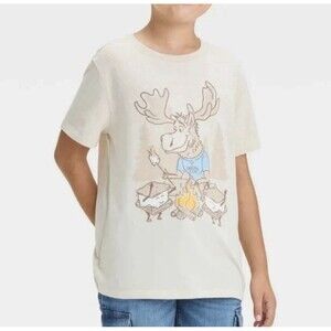 Target- Cat & Jack Cream Moose Smores Graphic Tee Size L 10/12 NWT
